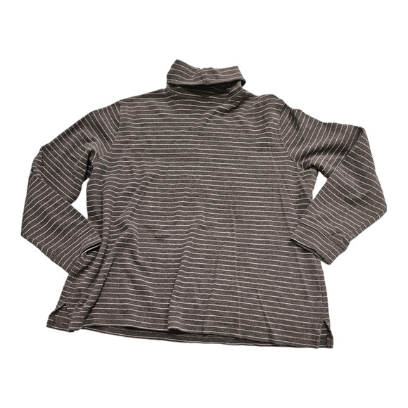 Laura Scott Size 16 Gray Striped Turtleneck Long Sleeve Sweater - Picture 3 of 6